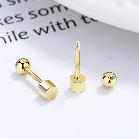 Minimalist 925 Sterling Silver Cylinder Screw Stud Earrings For Women Ins Style Tiny Geometric Ear Bone Jewelry Gift