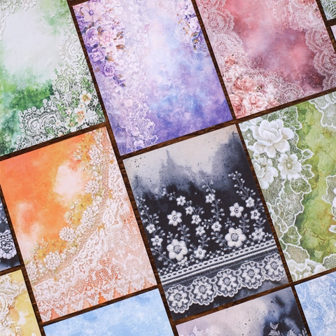 Serie Susurro de Encaje Papel de Material Scrapbooking Vintage Floral Papel de Fondo Decorativo Para DIY Diario Artesanía