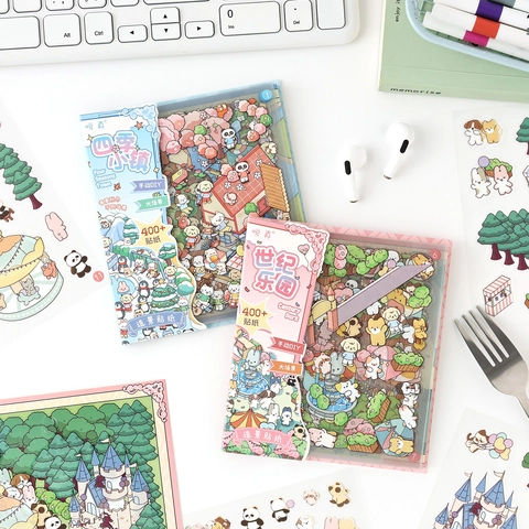 Set di Adesivi Cute Island Miniature DIY Scene 400 Pezzi PET Materiali Decorativi per Scrapbooking per Decorazione Diario e Conto a Mano