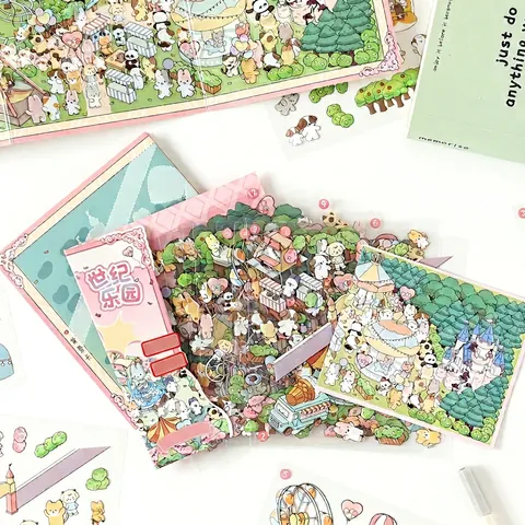Set di Adesivi Cute Island Miniature DIY Scene 400 Pezzi PET Materiali Decorativi per Scrapbooking per Decorazione Diario e Conto a Mano
