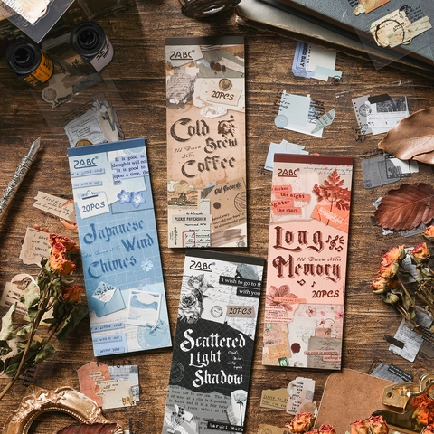 Retro PET Aufkleber Buch 20 Blatt Wasserdicht Gestanzt Scrapbooking Material Vintage DIY Handbuch Journal Dekoration Sticker