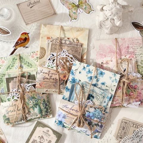Vintage Blumen Schmetterling Scrapbooking Material Paket Beschichtetes Papier Aufkleber Dekorativ Für DIY Hand Account Journal