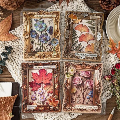Hochdruckgeprägtes Botanisches Spezialpapier Vintage Blumen Ahornblatt Scrapbooking Materialpapier Für Journaling DIY Dekorative Schreibwaren
