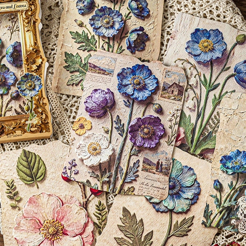 Hochdruckgeprägtes Botanisches Spezialpapier Vintage Blumen Ahornblatt Scrapbooking Materialpapier Für Journaling DIY Dekorative Schreibwaren