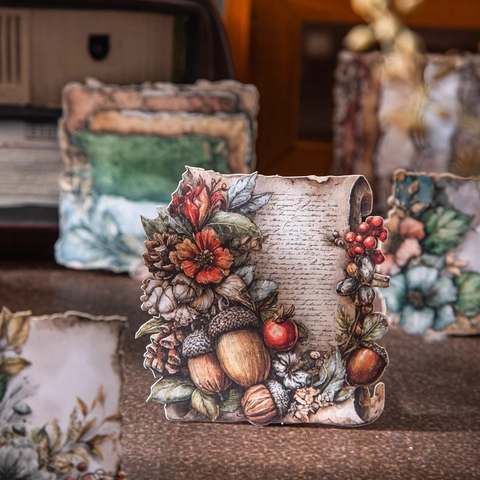 Adesivi in Cartoncino Rigido Vintage con Paesaggi Botanici Cornice Decorativa per Scrapbooking DIY Junk Journal