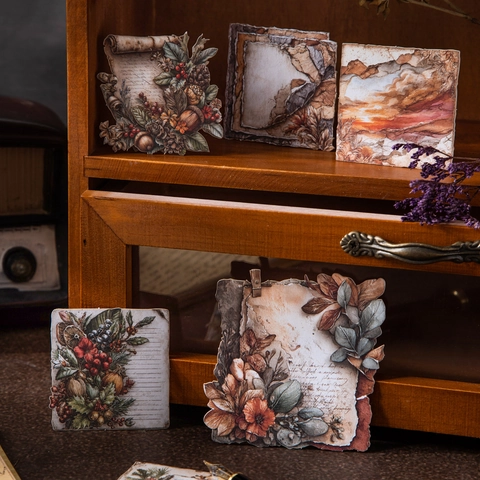 Adesivi in Cartoncino Rigido Vintage con Paesaggi Botanici Cornice Decorativa per Scrapbooking DIY Junk Journal