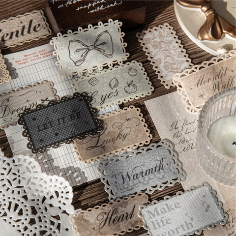 Adesivi in Carta Pizzo Vintage Traforati Etichette Decorative Retro per Scrapbook Journaling DIY Arti Mestieri Agende Decorazione