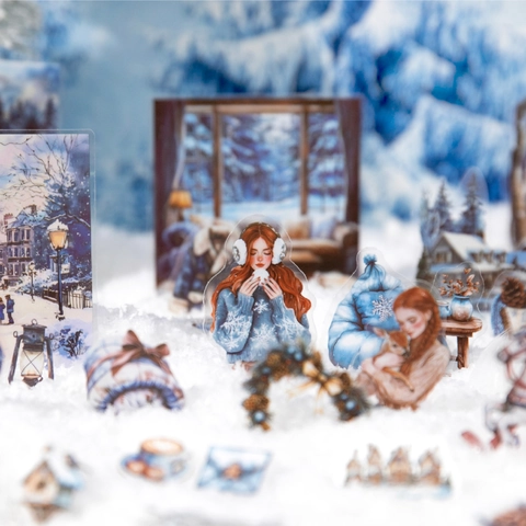 Σειρά Warm Times PET Αυτοκόλλητα Βίντατζ Scrapbooking Αυτοκόλλητα Για Journaling Διακόσμηση Χειμωνιάτικο Τοπίο Εικονογραφήσεις Χαρακτήρων Ρετρό Γραφική Ύλη