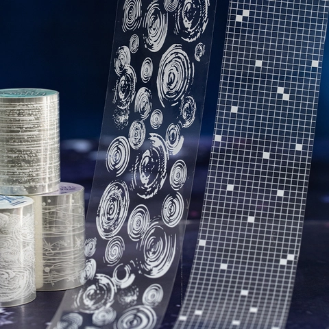 Minimalist PET Decorative Tape White Ink Printing Starry Night Water Ripple Pattern For DIY Scrapbooking Journal Craft