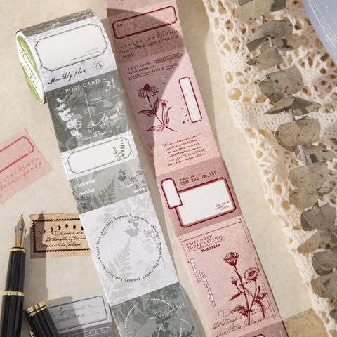 Vintage Washi Tape For Scrapbooking Botanical Floral Decorative Paper Masking Tape For Journal DIY Craft Stationery Accessory