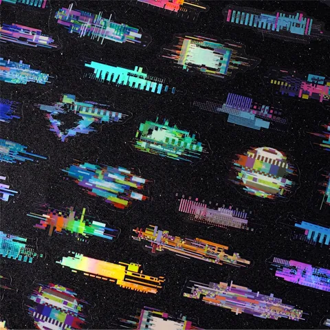 Retro Noise Space Serie Cyberpunk Glitch Art Adesivi Iridescenti PET Impermeabili Decorativi per Journaling Fai da Te Artigianato