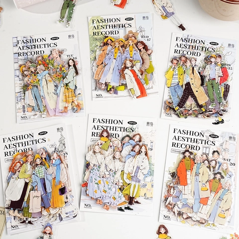 Fashion Aesthetics PET Character Stickers Waterproof Fashionable Outfits Journaling Material DIY Scrapbooking Ornament