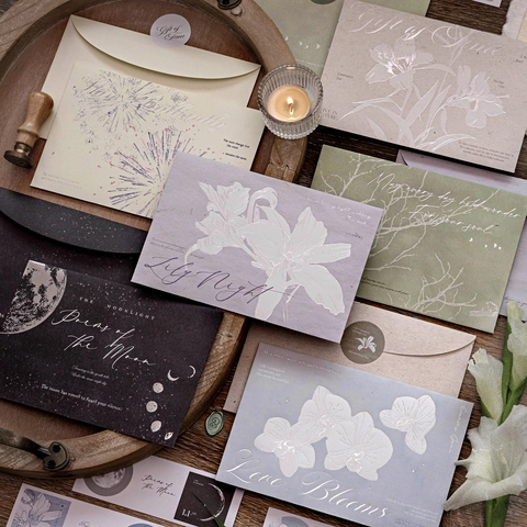 Vintage Artistic Writable Paper Envelopes With Silver Hot Stamping Floral Patterns For Greeting Letters DIY Scrapbooking Stationery