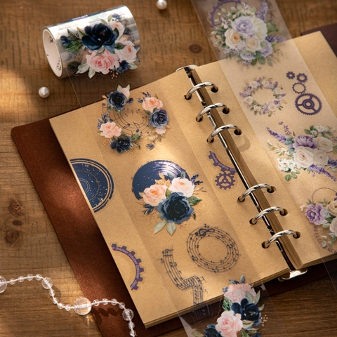 Flowers Melody Series Vintage Floral PET Decorative Tape Die-cut Scrapbooking Sticker For Diary Journaling Art Craft Supplies