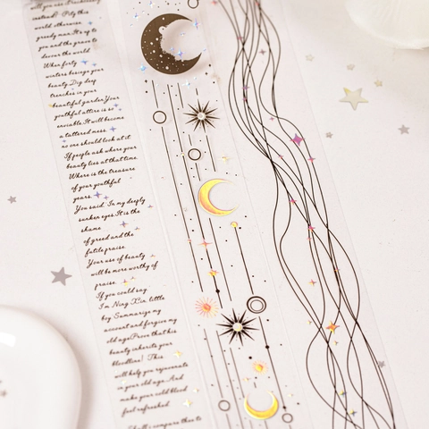 Starry Sky Poet Serie PET Dekoratives Klebeband Holografisches Silber Washi Tape Für Scrapbooking DIY Journaling Schreibwaren