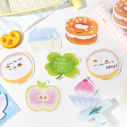 Cute Die-cut Sticky Notes Sweet Collection Watercolor Hand-drawn Memo Pads For DIY Journaling Scrapbooking Decoration Students Stationery