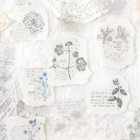 Adesivi in PET Floreali Vintage per Scrapbooking DIY Disegni di Piante e Fiori Decorativi per Diario d'Arte Retro