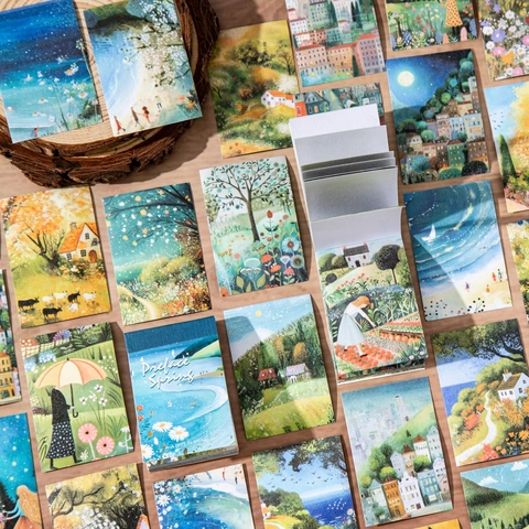 Washi Paper Scenic Illustration Stickers Preface Spring Series Journal Landscape Decoration Stickers For DIY Crafting Supplies