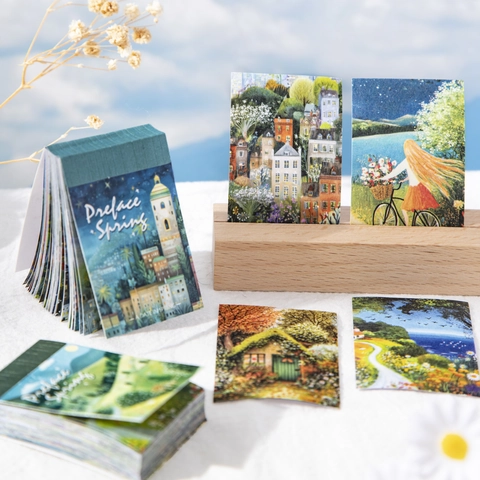 Washi Paper Scenic Illustration Stickers Preface Spring Series Journal Landscape Decoration Stickers For DIY Crafting Supplies