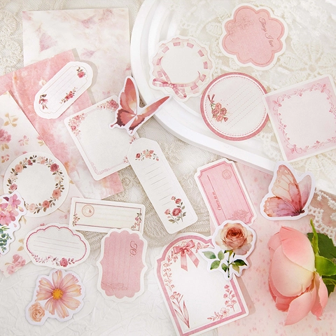 80PCS Vintage Flower Rest Station Series Journaling Material Pack Botanical Floral Stickers Background Paper For DIY Crafts