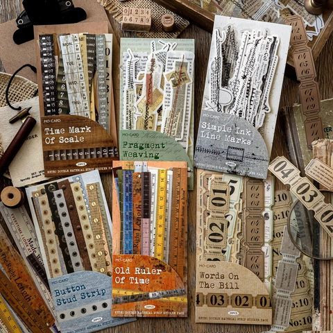 Pack d'Autocollants à Bandes Vintage Série Ligne de Temps Washi PET Scrapbooking DIY Journal Stickers Décoratifs 20 Feuilles
