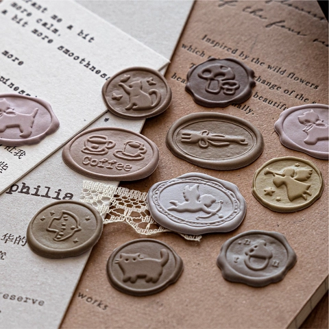 3D Embossed Foam Stickers Vintage Wax Seal Style Journaling DIY Decorative Stickers For Scrapbooking Planner Envelope
