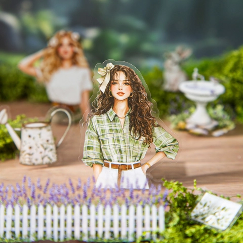 Vintage Spring Garden PET Stickers Book Aesthetic Pastoral Floral Figure Scenery Decorative Stickers For Journal DIY