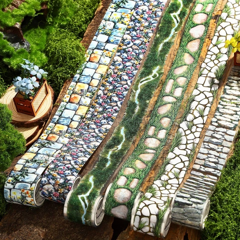 Steinpfad Landschaft PET Klebeband Dekoratives Wasserdichtes Scrapbooking Washi Tape Für DIY Journaling Kunst Naturlandschaft Aufkleber