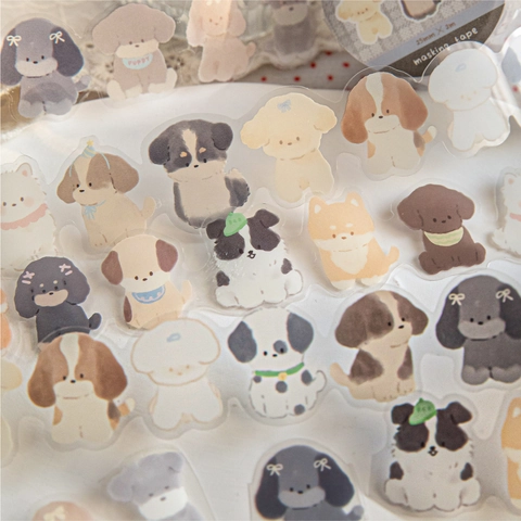 Süßes Cartoon Hund PET Klebeband Für Scrapbooking Journal Dekoration Kawaii Welpen Illustration Bedruckt DIY Aufkleber Kunstbedarf