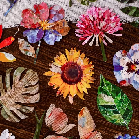 Vintage Natur Magazin Serie Scrapbook Aufkleber Retro Blume Blatt Vogel Material Papier Für DIY Dekorative Handwerk