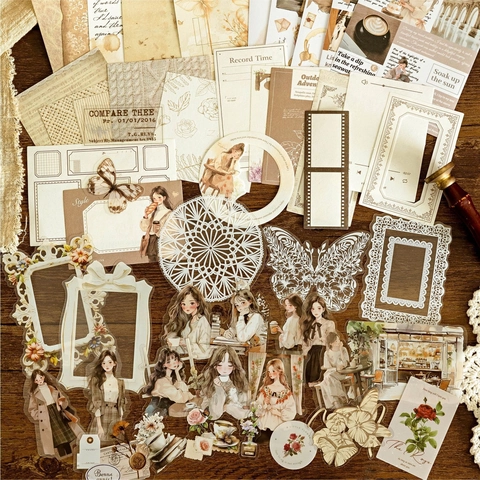 Vintage Scrapbooking Material Pack Retro Charaktere DIY Journal Dekorative Aufkleber Für Ästhetisches Kunsthandwerk Journaling