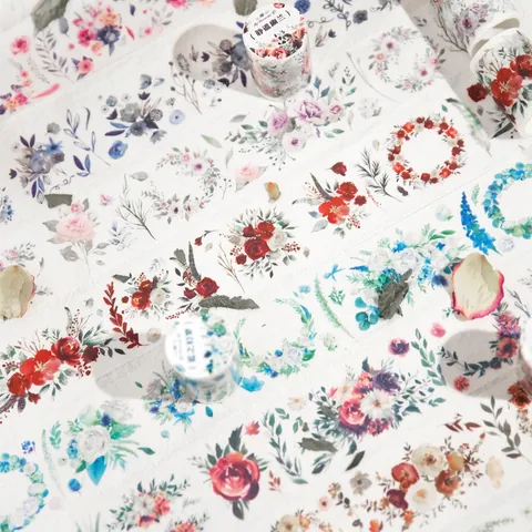 Nastro Washi Floreale Vintage Serie Citazioni di Fiori Fai da Te Diario Scrapbooking Nastro Adesivo Decorativo Adesivi Botanici
