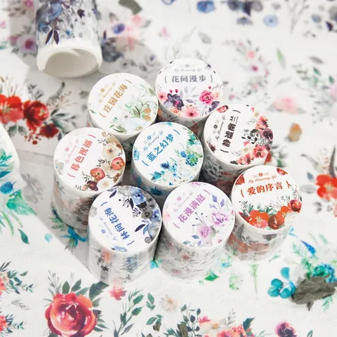 Nastro Washi Floreale Vintage Serie Citazioni di Fiori Fai da Te Diario Scrapbooking Nastro Adesivo Decorativo Adesivi Botanici