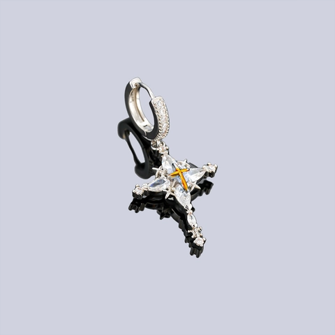Unisex Eiskalte Schneeflocke Kreuz Ohrringe Kupfer Zirkonia Creolen Ohrclip Ohne Loch Hip Hop Schmuck Für Herren Damen