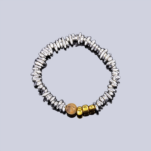 Handmade Irregular Alloy Beaded Bracelet With Artificial Opal For Men Women Commuter Minimalist Style Jewelry Gift