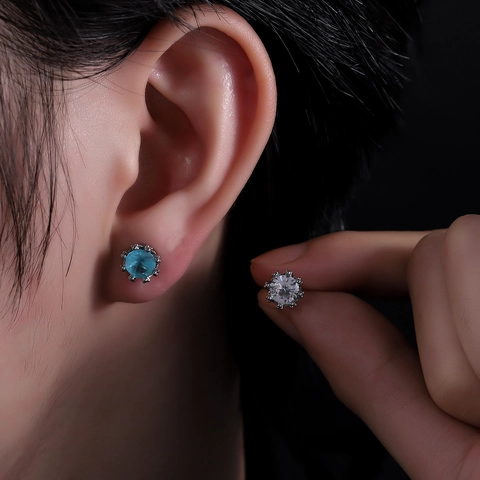 Pendientes De Cobre Con Forma De Corona Y Diamantes De Imitación Para Hombre Y Mujer Pendientes Redondos Minimalistas Joyería De Lujo