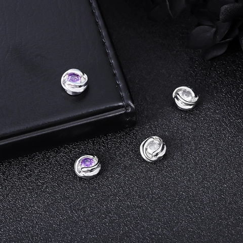 Unisex Koper Mobius Ring Magnetische Oorclips Paars Wit Strass Inlay Zonder Oorgaatjes Mode Oorbellen Sieraden Accessoires