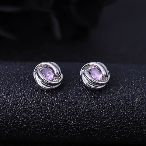 Unisex Koper Mobius Ring Magnetische Oorclips Paars Wit Strass Inlay Zonder Oorgaatjes Mode Oorbellen Sieraden Accessoires
