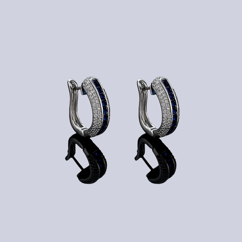Mode Kupfer Blau Strass Creolen Für Männer Frauen Geometrische Huggie Ohr Schnalle Luxus Personalisierte Täglich Schmuck