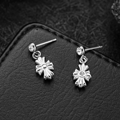 Vintage Roestvrijstalen Kruis Bloem Oorknopjes Retro Punk Gothic Strass Oorbellen Voor Dames Heren Mode Sieraden