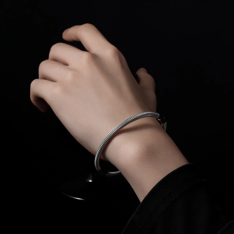 Edelstahl Gewinde Mehrschichtig Armreif Modern Industriell Stil Poliert Silber Armband Herren Damen Mode Schmuck