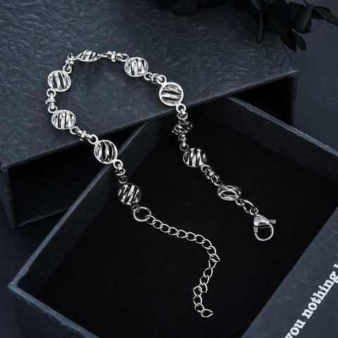Minimalist Edelstahl Ausgehöhlt Kreisrunde Gliederkette Armband Für Damen Herren Geometrisch Gestreifte Textur Schmuck Geschenk