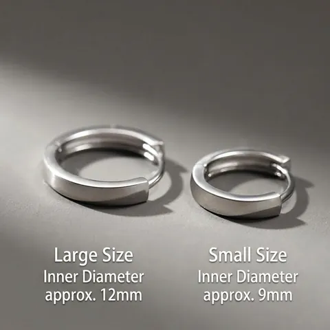 Boucles d'Oreilles Créoles en Cuivre de Couleur Argent Minimaliste pour Hommes Femmes Anneaux Huggie Ronds Géométriques Polis Miroir