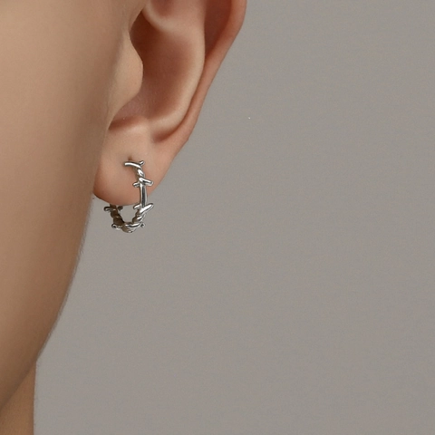 Boucles d'Oreilles Créoles en Fil de Fer Barbelé pour Hommes Femmes Punk Gothique Hip Hop Bijoux Plaqués Argent Accessoires Cool