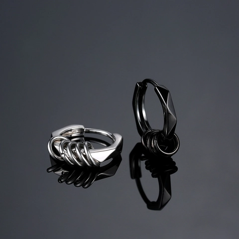 Cool Herren Geometrische Creolen Punk Hip Hop Abnehmbare Kreise Versilbert Ohrschmuck Minimalistischer Stil Zubehör