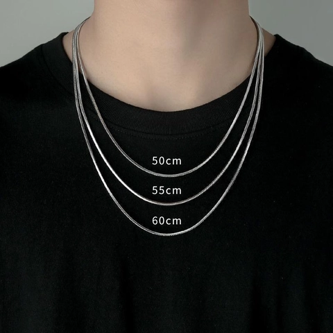Collar de Cadena de Acero de Titanio Minimalista de Hueso de Serpiente para Hombre Mujer Plata Pulida Cadena de Serpiente Joyería