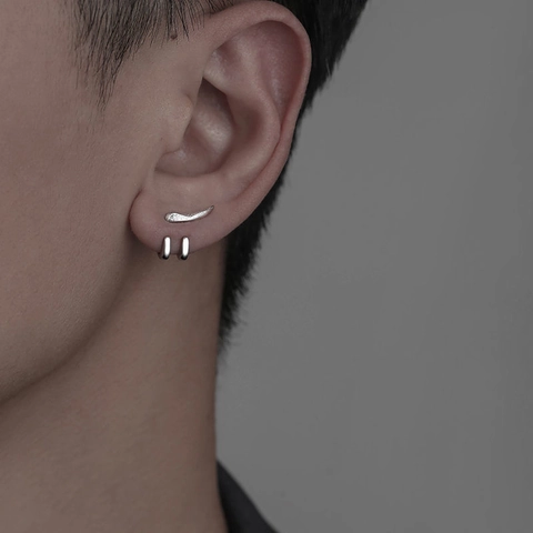 Minimalistische Verzilverde Geometrische Oorknopjes Afneembare Strass Ingelegde Heren Sieraden Hip Hop Mode Cadeau