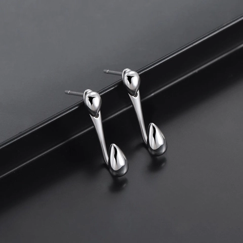Minimalist Copper Teardrop Front Back Earrings With 925 Sterling Silver Earring Post High Polish Waterdrop Stud Earrings