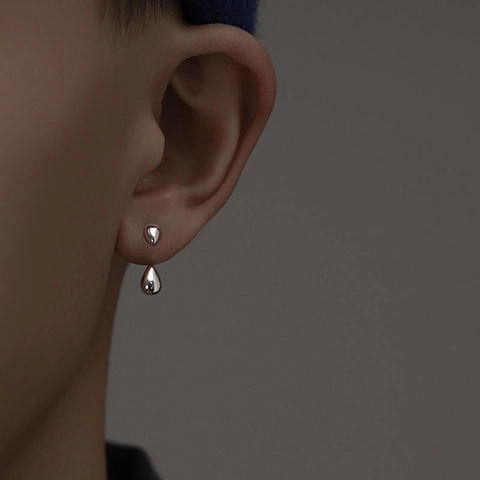 Minimalist Copper Teardrop Front Back Earrings With 925 Sterling Silver Earring Post High Polish Waterdrop Stud Earrings