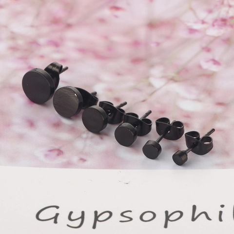 Boucles d'Oreilles Clous Minimalistes en Métal Rond Pour Hommes Noir Argent Métal Géométrique Style Hip Hop Bijoux de Mode